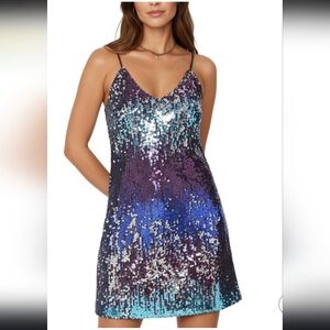 Sequin Midi Dress - Blue and Purple